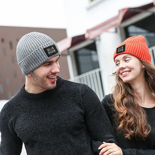 "Trendy beanie hats in stylish colours, perfect for cold weather fashion."