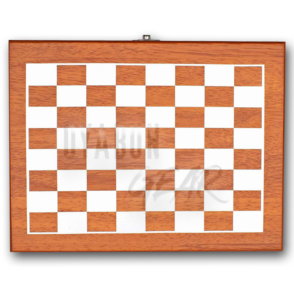 Top view of "Elegant chess set gift box featuring a beautifully crafted wooden board and chess pieces. Perfect for both beginners and seasoned players. A timeless gift for chess enthusiasts."